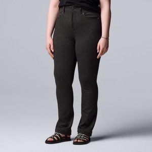 Women's Simply Vera Vera Wang High-Rise Ponte Bootcut Pants, XXL Short, Grey